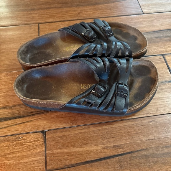 Birkenstock Granada Sandals Black Double Strap Buckle Slide Shoe SZ 36 US 6 - Picture 5 of 9